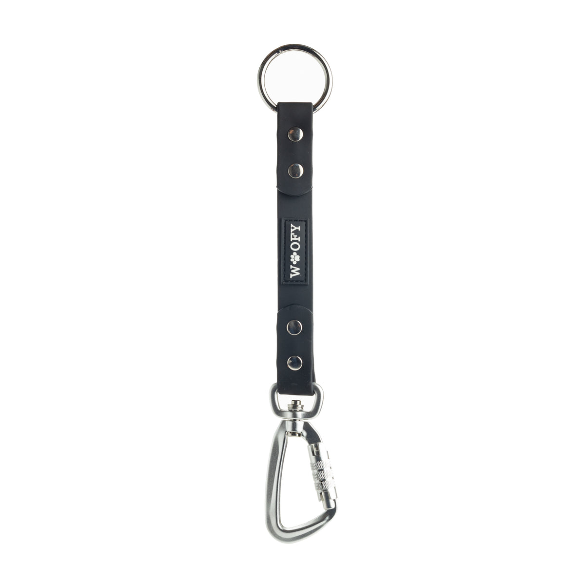 Woofyn musta DuoClip lisäosa hands-free kävelyyn.