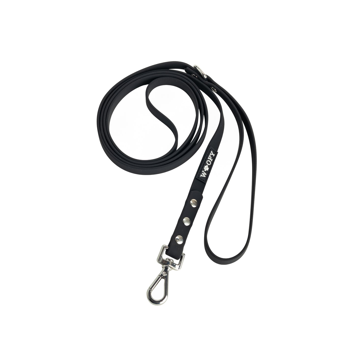 Woofyn käsilenkillinen musta hihna. 