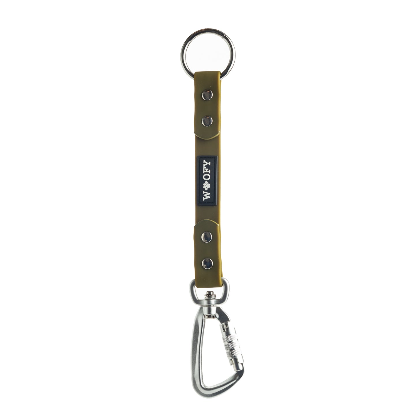 Woofyn metsänvihreä DuoClip lisäosa hands-free kävelyyn.