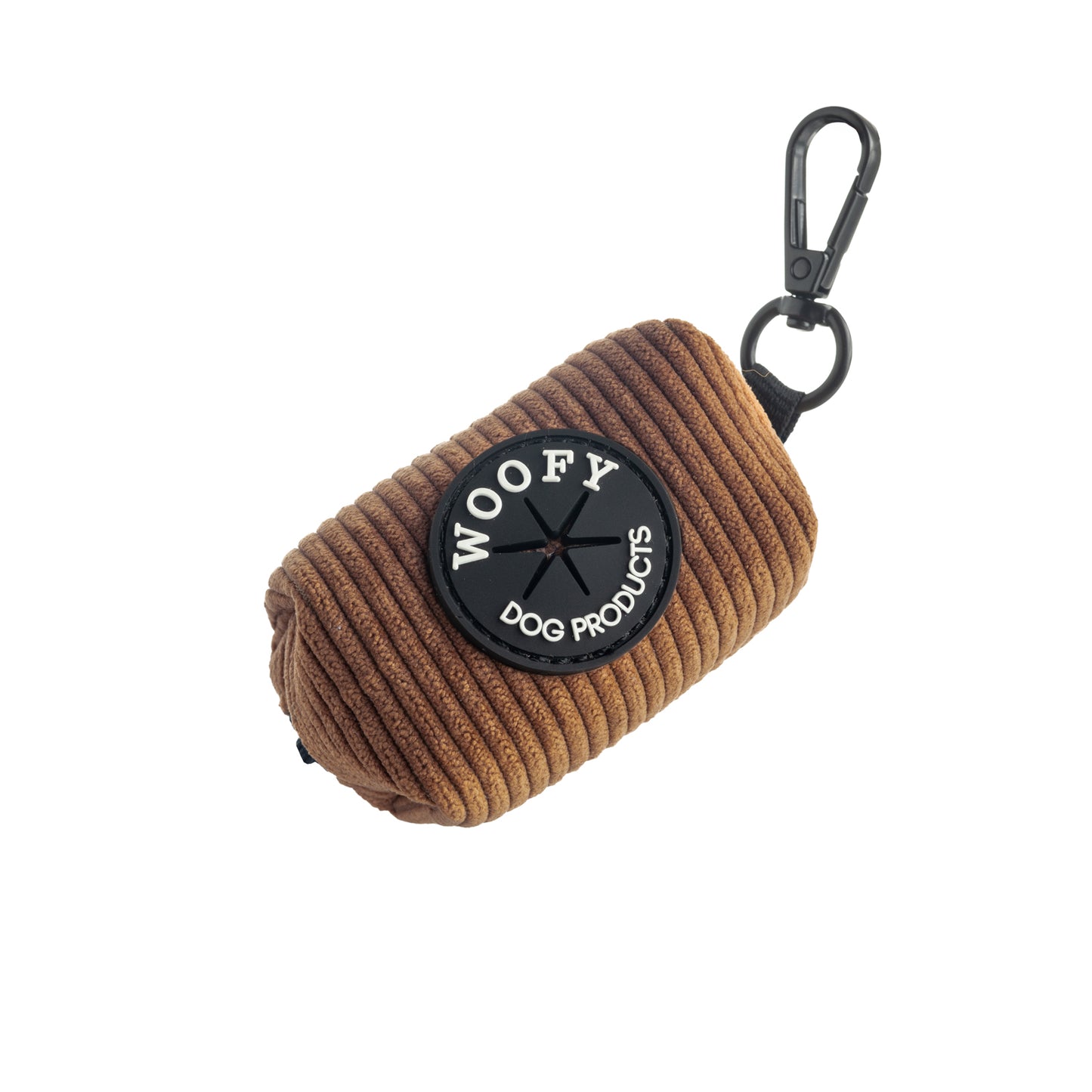 Woofyn ruskea samettinen poop bag holder.